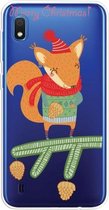 Voor Galaxy A10 Trendy schattig kerstpatroon doorzichtig TPU beschermhoes (vos)