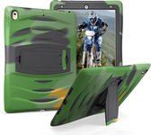 Voor iPad Pro 10,5 inch Wave Texture Series PC + siliconen beschermhoes met houder (legergroen)