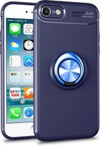 Metalen ringhouder 360 graden roterende TPU-hoes voor iPhone SE 2020 & 8 & 7 (blauw)