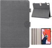 ENKAY Houtstructuur + Plastic Bodembehuizing Horizontale Leren Flip Case voor iPad Pro 11 inch (2018), met Houder & Slaap- / Wekfunctie (grijs)
