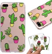 Voor iPhone 8 Plus & 7 Plus Gekleurd tekeningpatroon Zeer transparant TPU beschermhoes (Cactus)