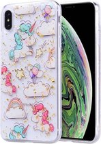 Goudfoliestijl Dropping Glue TPU zachte beschermhoes voor iPhone XS Max (pony)