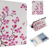 Voor iPad 4/3/2 Gekleurd tekeningpatroon Horizontaal Flip PU-lederen hoes met houder en kaartsleuven (Butterfly Love Flower)