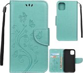 Voor iPhone 11 Pro Butterfly Flower Pattern Horizontale Flip Leather Case met houder & kaartsleuven & portemonnee (groen)