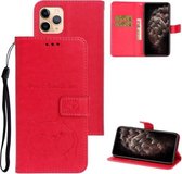 Voor iPhone 11 Pro Chai Dog Pattern Horizontale flip lederen hoes met beugel & kaartsleuf & portemonnee & lanyard (rose rood)