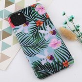 Voor iPhone 11 Pro Max Flower Pattern TPU Protecitve Case (Green Background Flower)