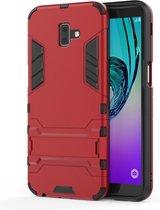 Samsung Galaxy J6 Plus Hoesje - Mobigear - Armor Stand Serie - Hard Kunststof Backcover - Rood - Hoesje Geschikt Voor Samsung Galaxy J6 Plus