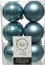 24x stuks kunststof kerstballen ijsblauw (blue dawn) 6 cm - Mat/glans - Onbreekbare plastic kerstballen