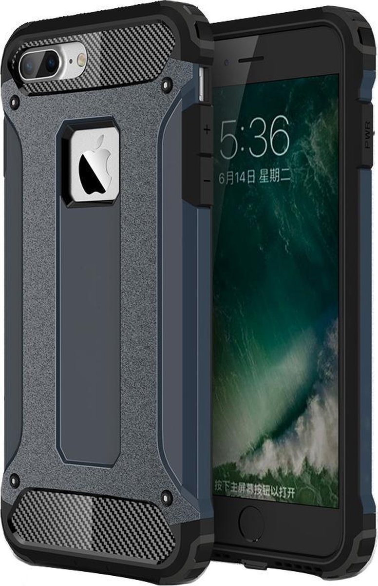 Mobigear Hoesje geschikt voor Apple iPhone 8 Plus Telefoonhoesje Hardcase | Mobigear Outdoor Backcover Shockproof | Schokbestendig iPhone 8 Plus Telefoonhoesje | Anti Shock Proof - Donkerblauw