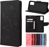 Voor Samsung Galaxy Note20 vlinders reliëf horizontale flip lederen tas met houder & kaartsleuven & portemonnee (zwart)