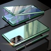 Voor Samsung Galaxy Note20 Schokbestendig Dubbelzijdig Gehard Glas Magnetische Attractie Case met Zwarte Camera Lens Beschermhoes (Groen)