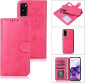 Voor Samsung Galaxy S20 Retro 2 in 1 Afneembare Magnetische Horizontale Flip TPU + PU Leren Case met Houder & Kaartsleuven & Fotolijst & Portemonnee (Roze)