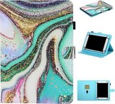 Voor 8 inch universele tablet gekleurde tekening stiksels horizontale flip lederen tas met houder & kaartsleuven & antislip strip (gekleurd zand)