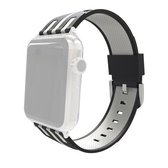 Voor Apple Watch 42 mm gestreepte siliconen horlogeband met connector (zwart + wit)