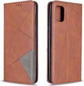 Voor Samsung Galaxy A31 Rhombus Texture Horizontale Flip Magnetische Leren Case met Houder & Kaartsleuven & Portemonnee (Bruin)