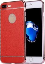 Voor iPhone 8 Plus & 7 Plus 3D Litchi Texture Soft TPU beschermhoes (rood)