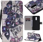 Voor LG Stylo 5 3D Geschilderd Patroon Horizontale Flip Leren Case, met Portemonnee & Houder & Kaartsleuven & Lanyard (Zwarte Vlinder)