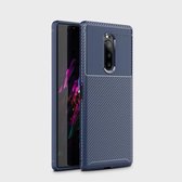 Carbon Fiber Texture Shockproof TPU Case voor Sony Xperia XZ4 (blauw)