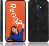 Voor Oppo Reno2 Schokbestendig Naaien Koe Patroon Huid PC + PU + TPU Case (Zwart)