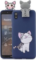 Voor Xiaomi Redmi 7A Cartoon schokbestendige TPU beschermhoes met houder (kat)