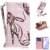 Voor Xiaomi Redmi 9A 3D Gekleurde Tekening Horizontale Flip Leren Case met Houder & Kaartsleuven & Portemonnee & Lanyard (Vlinder Hoge hakken)