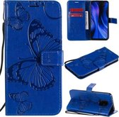 Voor Xiaomi Redmi 10X 5G / 10X Pro 5G 3D Vlinders Embossing Patroon Horizontale Flip Leren Case met Houder & Kaartsleuf & Portemonnee & Lanyard (Blauw)