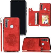 Voor Xiaomi Redmi Note 8T Mandala reliëf PU + TPU-hoesje met houder & kaartsleuven & fotolijst & riem (rood)