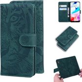 Voor Xiaomi Redmi 8 Tiger Embossing Pattern Horizontale Flip lederen tas met houder & kaartsleuven & portemonnee (groen)