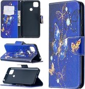 Voor Xiaomi Redmi 9C Gekleurde tekening patroon Horizontale flip lederen tas met houder & kaartsleuven & portemonnee (paarse vlinder)