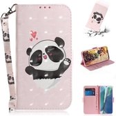 Voor Samsung Galaxy Note20 3D Gekleurde Tekening Horizontale Flip Lederen Case met Houder & Kaartsleuven & Portemonnee & Lanyard (Hart Panda)