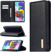 Voor Samsung Galaxy A51 2 in 1 afneembare magnetische horizontale flip lederen tas met houder & kaartsleuven & portemonnee (zwart)