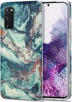 Voor Samsung Galaxy S20 TPU Gilt Marble Pattern beschermhoes (groen)