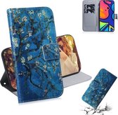Voor Samsung Galaxy F41 Gekleurde Tekening Horizontale Flip Leren Case, met Houder & Kaartsleuven & Portemonnee (Abrikozenbloem)