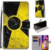 Voor Samsung Galaxy M31s Gekleurde tekening Cross Texture Horizontale Flip PU lederen tas met houder & kaartsleuven & portemonnee & lanyard (gele en zwarte borden)