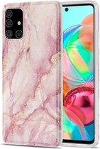 Voor Samsung Galaxy A71 TPU Gilt Marble Pattern beschermhoes (roze)