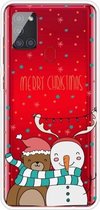 Voor Samsung Galaxy A21s Christmas Series Clear TPU beschermhoes (Take Picture Bear Snowman)