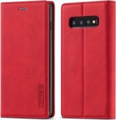 Voor Samsung Galaxy S10 LC.IMEEKE Sterk magnetisme Ultradunne horizontale flip schokbestendig Matte TPU + PU lederen tas met houder & kaartsleuven & portemonnee (rood)