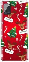 Voor Samsung Galaxy A21s Christmas Series Clear TPU beschermhoes (Cane Deer)