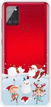 Voor Samsung Galaxy A21s Christmas Series Clear TPU beschermhoes (Snow Entertainment)