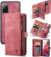 Voor Samsung Galaxy S20 FE CaseMe 008 Afneembare multifunctionele horizontale flip lederen tas met houder & kaartsleuf & rits portemonnee & fotolijst (rood)