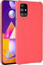 Voor Samsung Galaxy M31s schokbestendige krokodiltextuur pc + PU-hoes (rood)