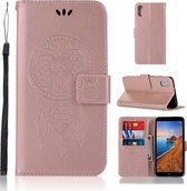 Windgong Uil Embossing Patroon Horizontale Flip Leren Case met Houder & Kaartsleuven & Portemonnee Voor Xiaomi Redmi 7A (Rose Goud)