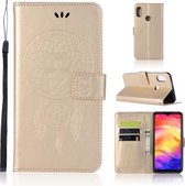 Windgong Uil Embossing Patroon Horizontale Flip lederen tas met houder & kaartsleuven & portemonnee voor Xiaomi Redmi 7 (goud)