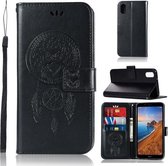 Windgong Uil Embossing Patroon Horizontale Flip lederen tas met houder & kaartsleuven & portemonnee voor Xiaomi Redmi 7A (zwart)