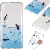 Gekleurde tekening Transparant Clear TPU Case voor Xiaomi Redmi 7A (Penguin)