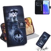 Voor Xiaomi Mi 10T / 10T Pro 5G Gekleurde tekening Horizontale flip lederen tas, met houder & kaartsleuven & portemonnee (Wolf en hond)