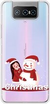 Voor ASUS Zenfone 7 Pro ZS671KS Christmas Series Transparante TPU beschermhoes (Girl Snowman)