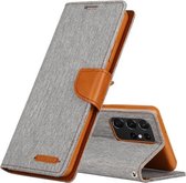 Voor Samsung Galaxy S21 Ultra 5G GOOSPERY CANVAS DAGBOEK Canvas Textuur Horizontale Flip PU Lederen Case met Houder & Kaartsleuven & Portemonnee (Grijs)
