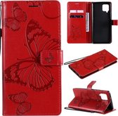 Voor Samsung Galaxy A42 5G 3D vlinders reliëf patroon horizontale flip lederen tas met houder & kaartsleuf & portemonnee (rood)
