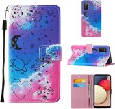 Voor Samsung Galaxy A02s (Europese versie) Cross Texture Painting Pattern Horizontale Flip Leather Case met houder & kaartsleuven & portemonnee & Lanyard (Love Universe)